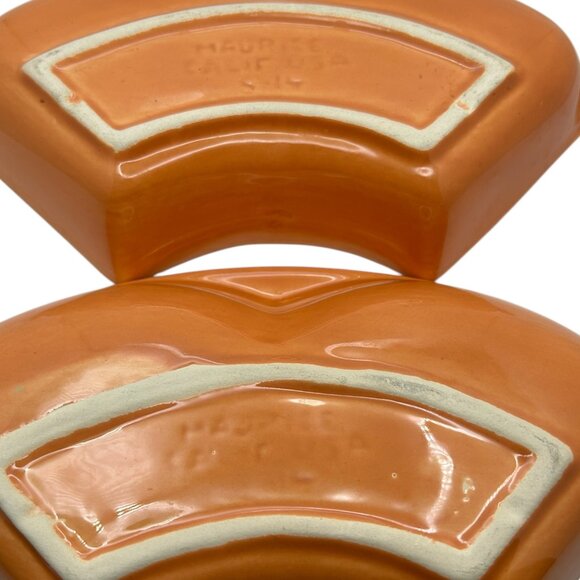 Vintage MCM Maurice of CA Pottery Serving Dish Chip Dip 5 Piece Coral Rose S-14 - Picture 9 of 12